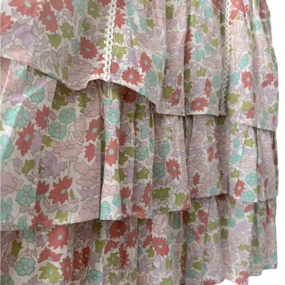 Love The Label Ines Floral Ivory Tiered Ruffle Mini Dress Size S - Picture 8 of 15